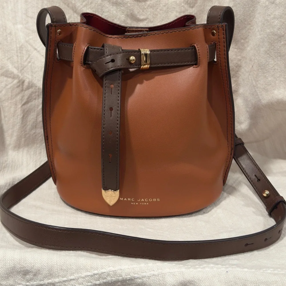 Marc Jacobs Renegade Color Blocked Brown Leather Bucket‎ Bag Crossbody